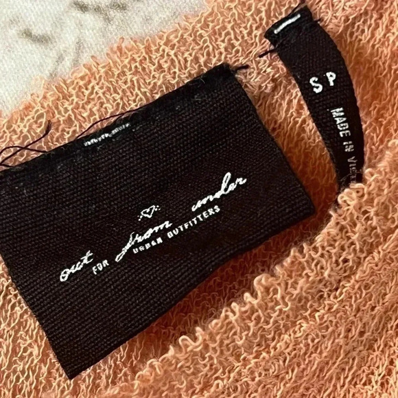 Out From Under Small Dress Urban Outfitters Knit Short Sleeve Side Slit Apricot - Picture 2 of 5